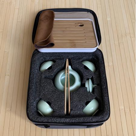 Дорожный набор чайной посуды с чабанью светло-бирюзовый